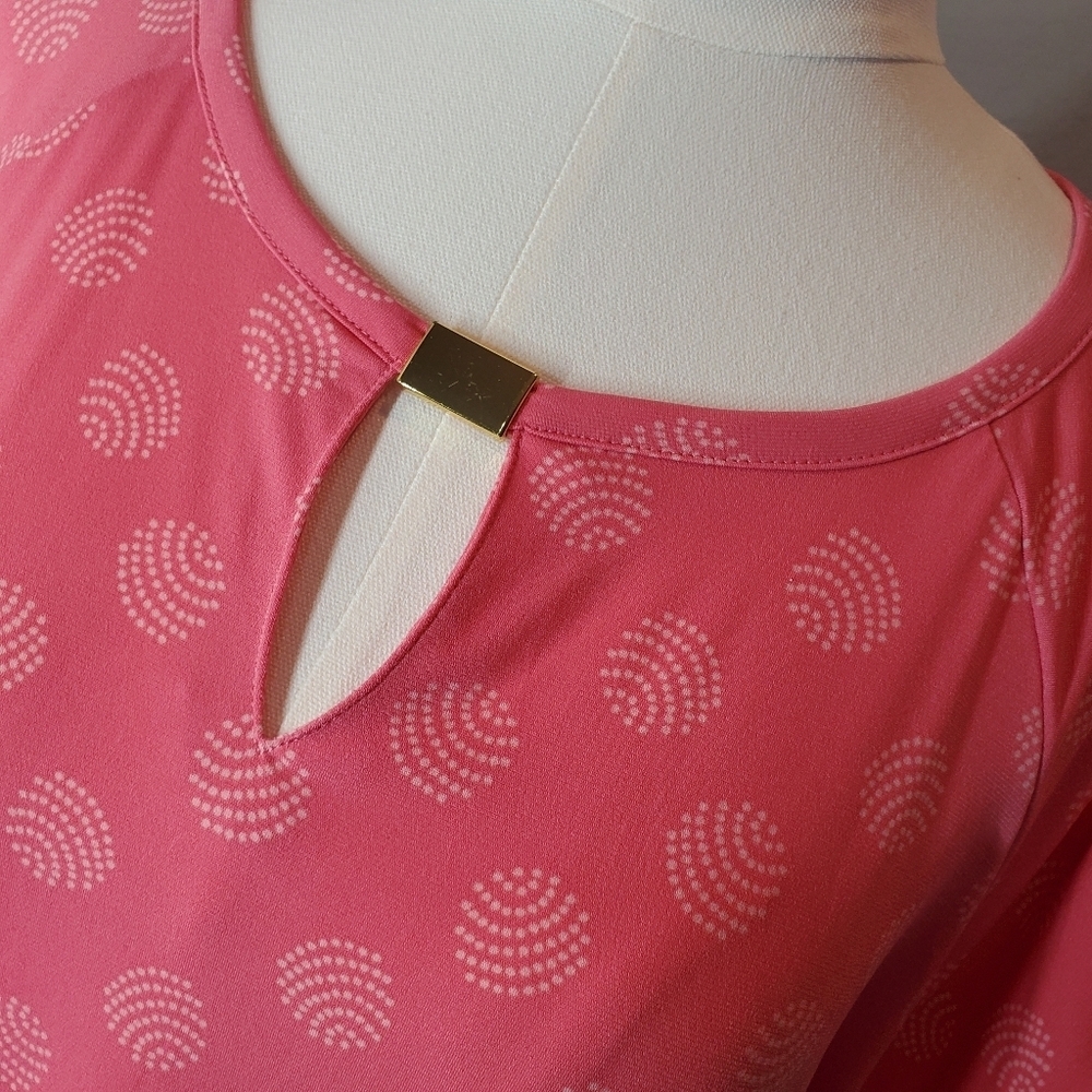 Liz Claiborne Coral Pink Women's Keyhole Blouse with Goldtone Hardware Size XL - Picture 8 of 16